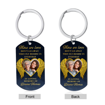 Personalised Photo & Text Keychain Memorial Gift "Those We Love, Don't Go Away, They Fly Beside Us Everyday"-Jessemade AU