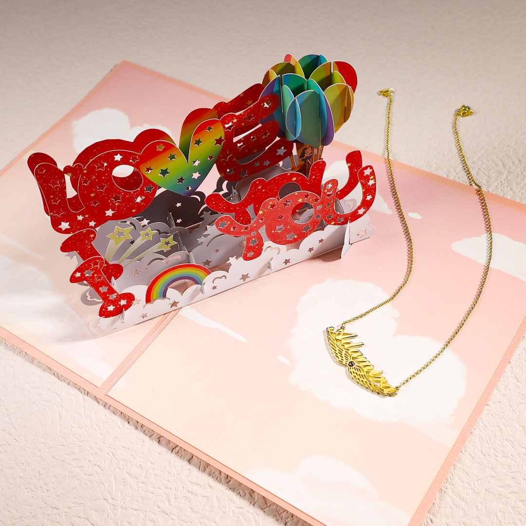 Personalised Wings Necklace With Birthstone Custom 1 Name Necklace Gift For Women-Jessemade AU