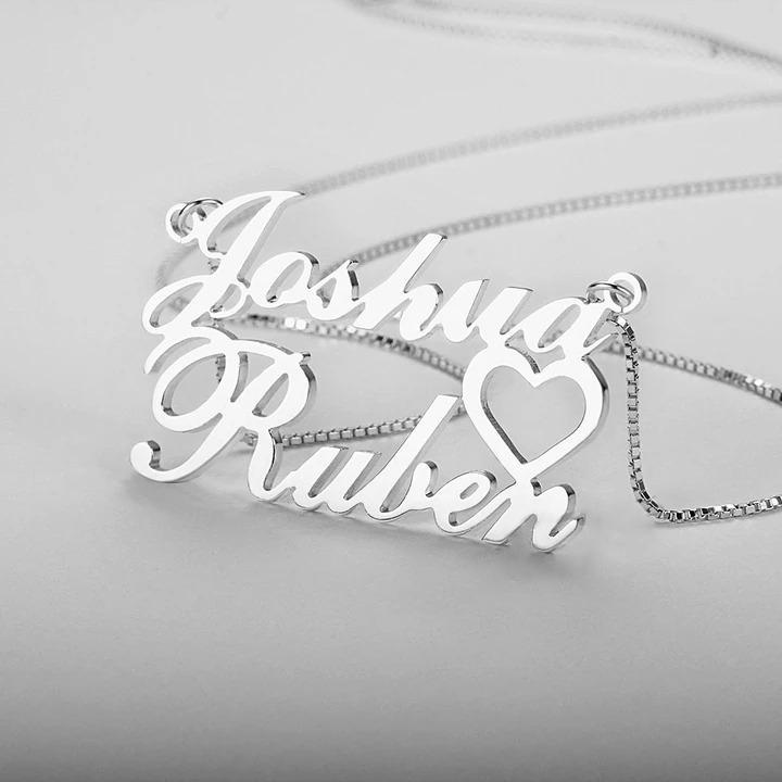 Personalised Heart Necklace Custom 2 Names Necklace Gift For Women-Jessemade AU