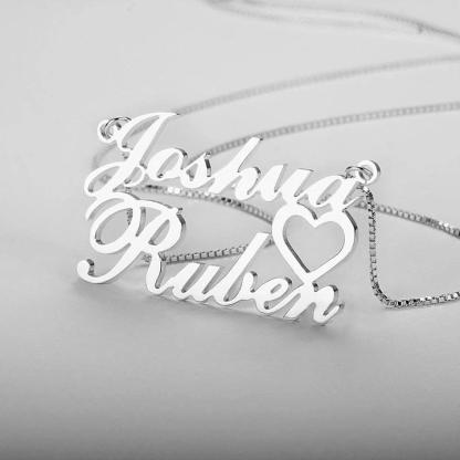 Personalised Heart Necklace Custom 2 Names Necklace Gift For Women-Jessemade AU