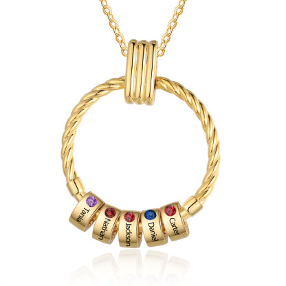 5 Names - Personalised Circle Pendant Necklace Custom Birthstones & Names Necklace Birthday Gift for Her-Jessemade AU