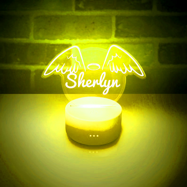 Personalised 7 Colours Changing Night Light Custom Name Wings LED Lamp Gifts For Kids-Jessemade AU