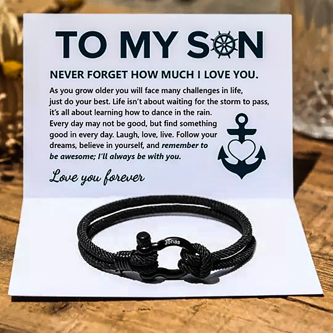 To My Son Personalised Name Love Knot Bracelet "Love You Forever" Nautical Bracelet for Son-Jessemade AU