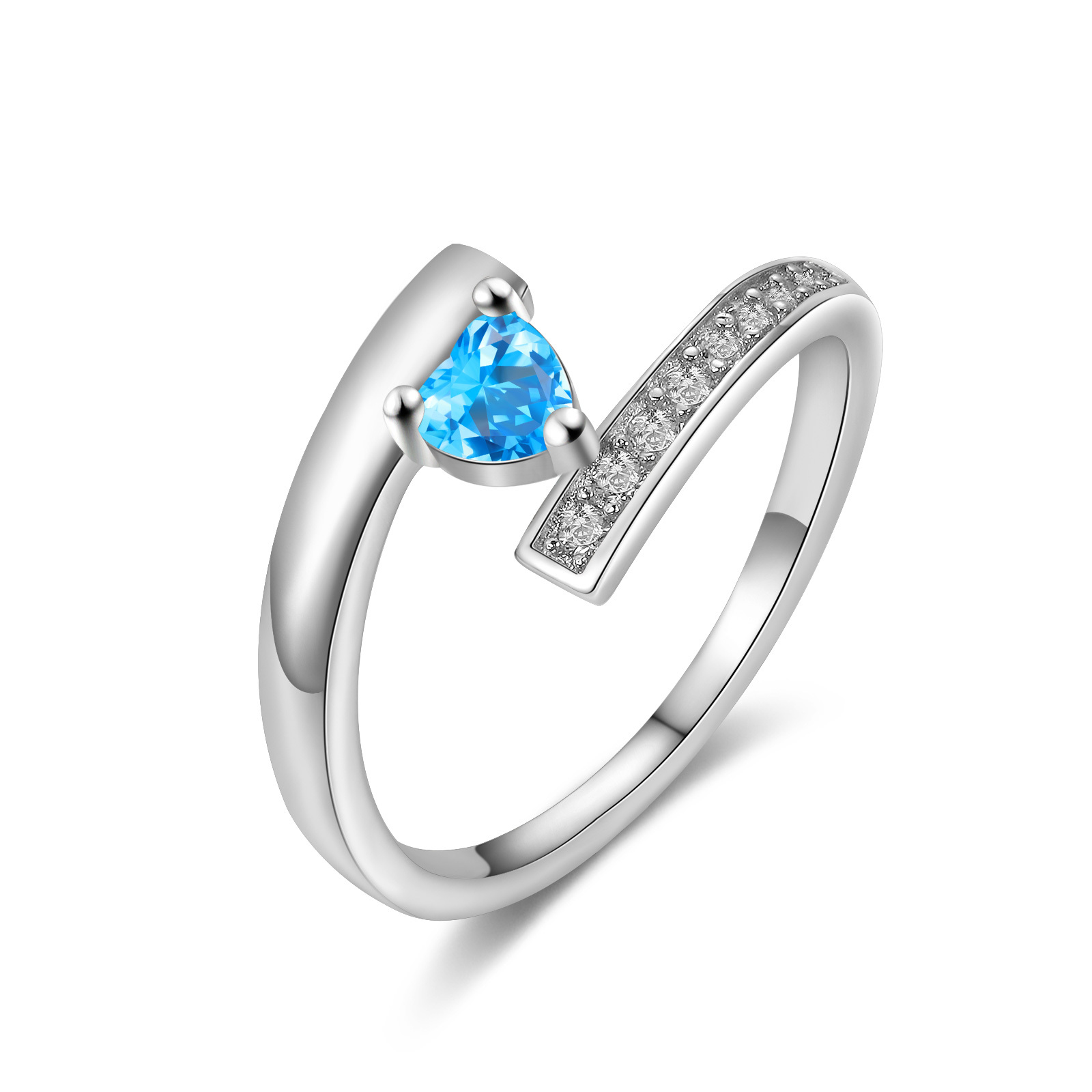 Personalised Heart Birthstone Ring Customised Name Ring Gift for Women Girls-Jessemade AU