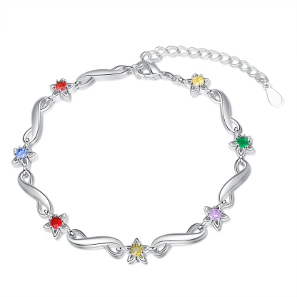 Personalised Star Bracelet With 7 Birthstones Engraved Names Bracelet Gift For Women-Jessemade AU