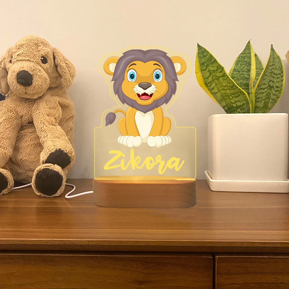 Custom Name Animal Lion Night Light LED Lamp Gifts For Kids-Jessemade AU