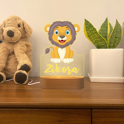 Custom Name Animal Lion Night Light LED Lamp Gifts For Kids-Jessemade AU