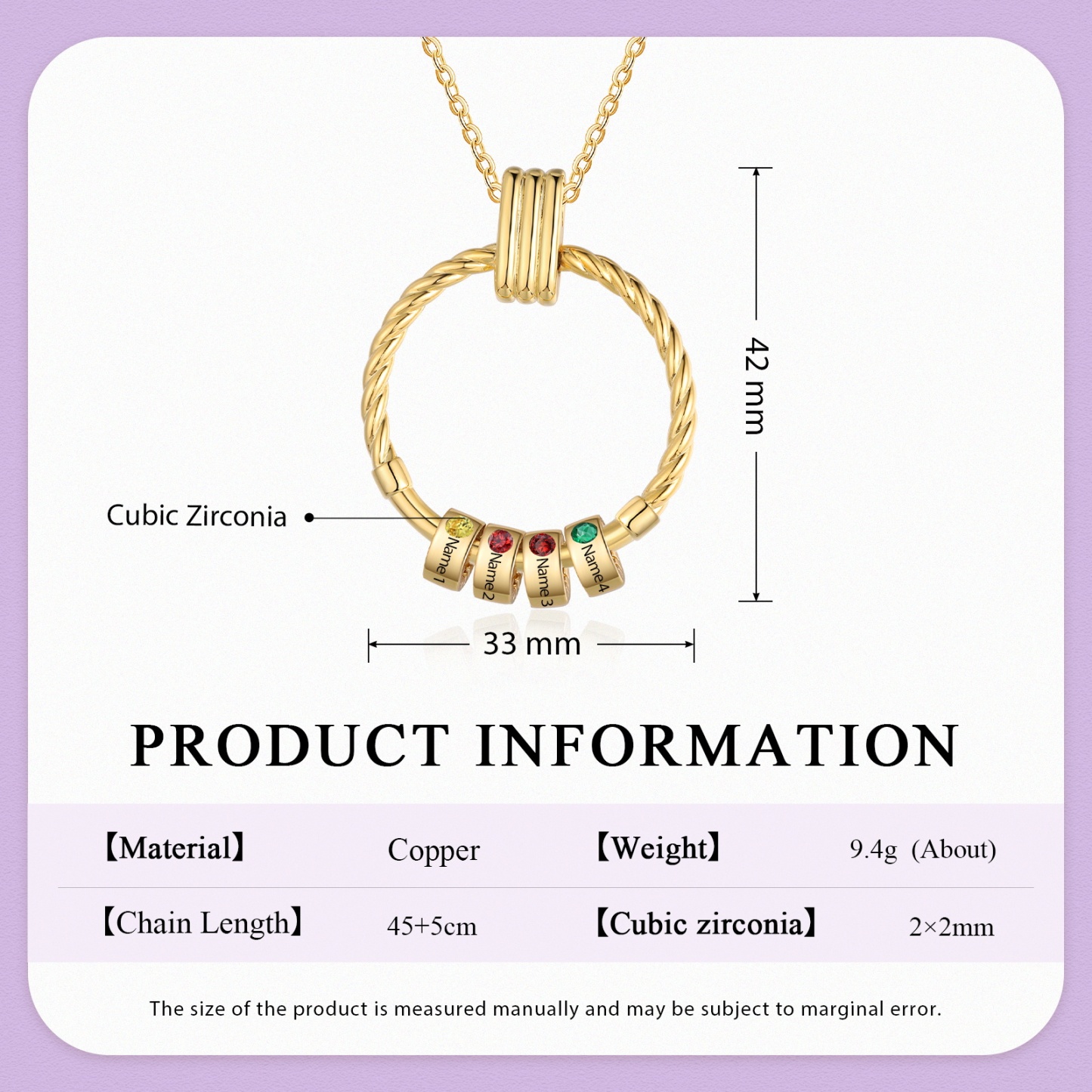 4 Names - Personalised Circle Pendant Necklace Custom Birthstones & Names Necklace Birthday Gift for Her-Jessemade AU