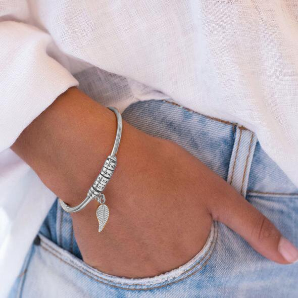 4 Beads Bracelet with a leaf-Jessemade AU