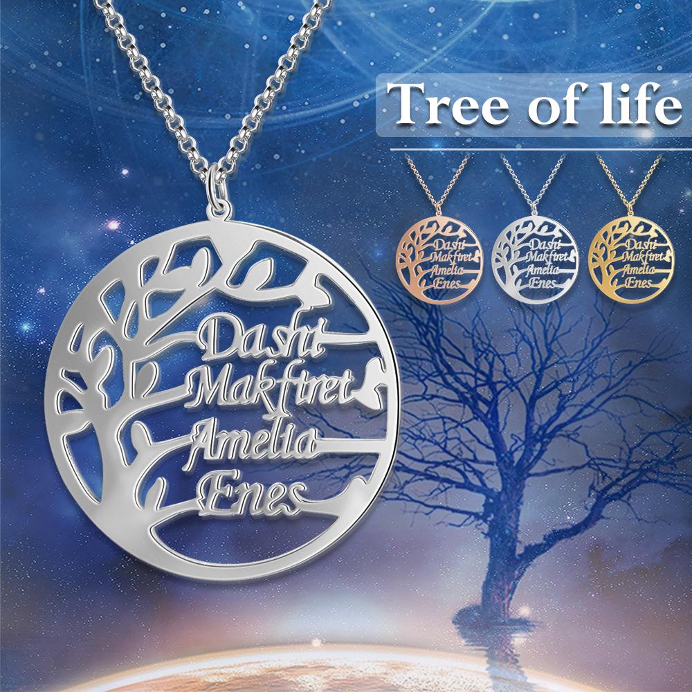 Family Tree Custom 4 Names Sterling Silver Tree-Jessemade AU