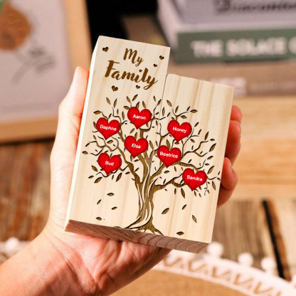 Family Tree Candle Holder Customised 1-10 Names & Text Wooden Candlesticks Personalised Gifts for Family-Jessemade AU