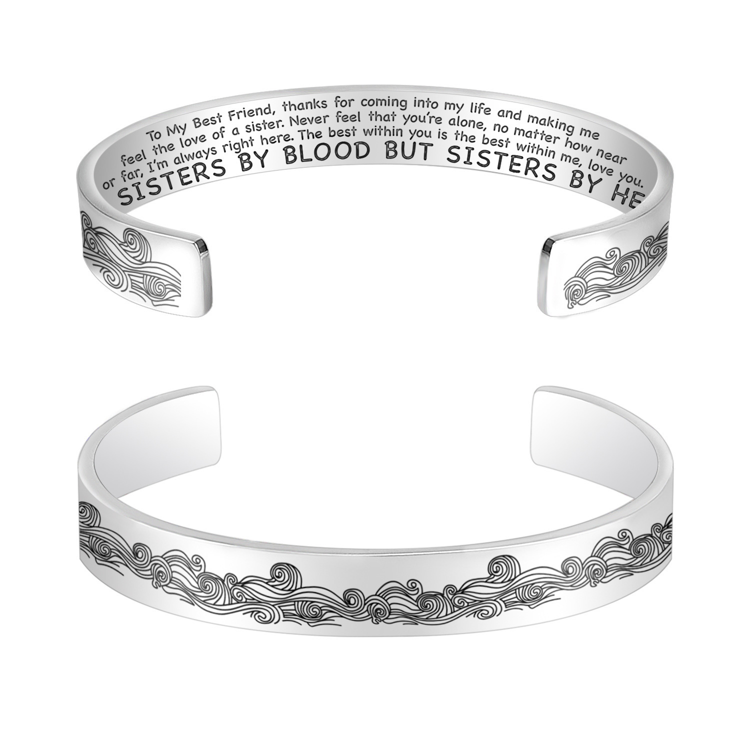 Sisters by blood but sisters by heart, Cuff Bangle Bracelet Gifts For Her-Jessemade AU