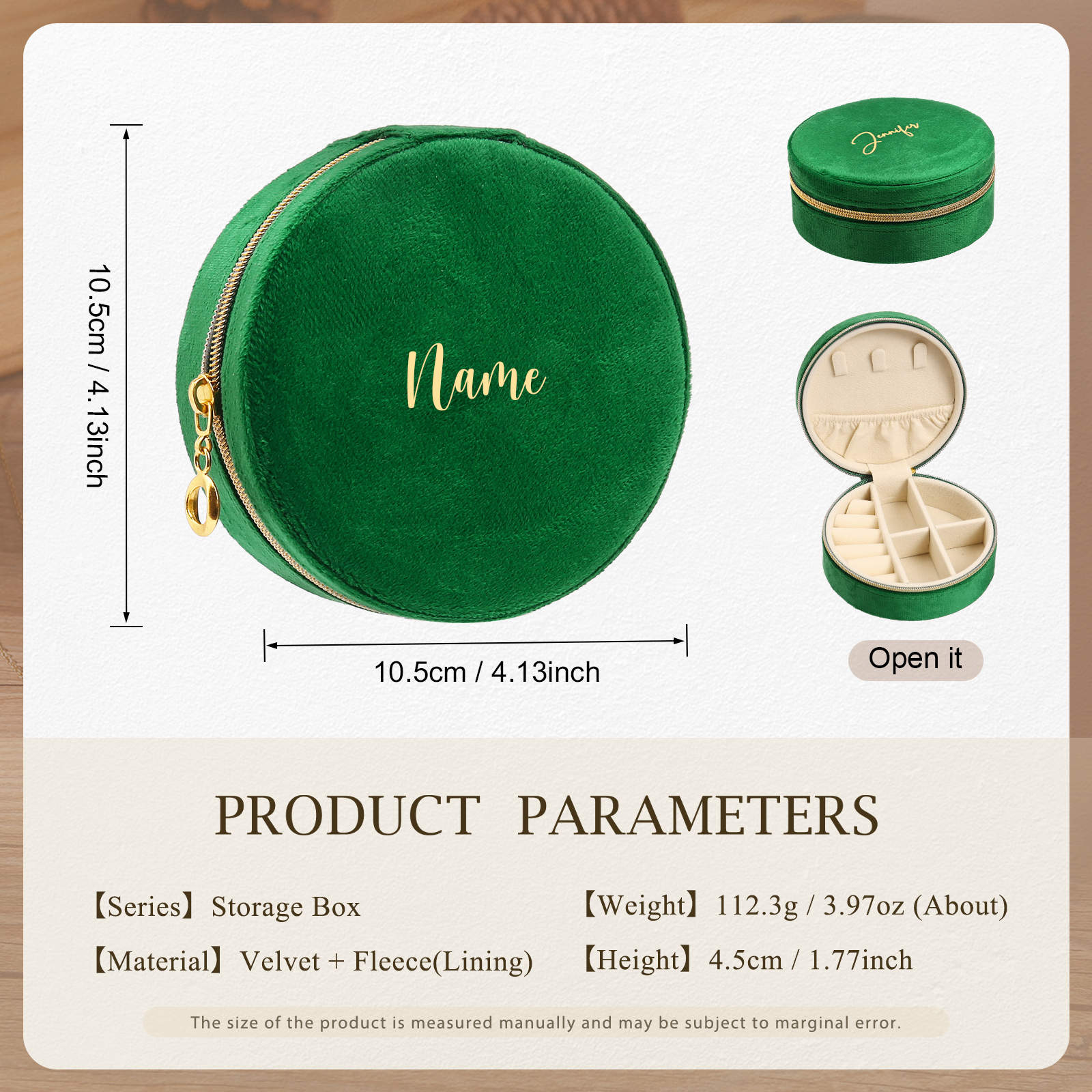 Personalised Name Jewelry Storage Box Custom Travel Jewelry Box Circle Box Gifts for Ladies Girls-Jessemade AU