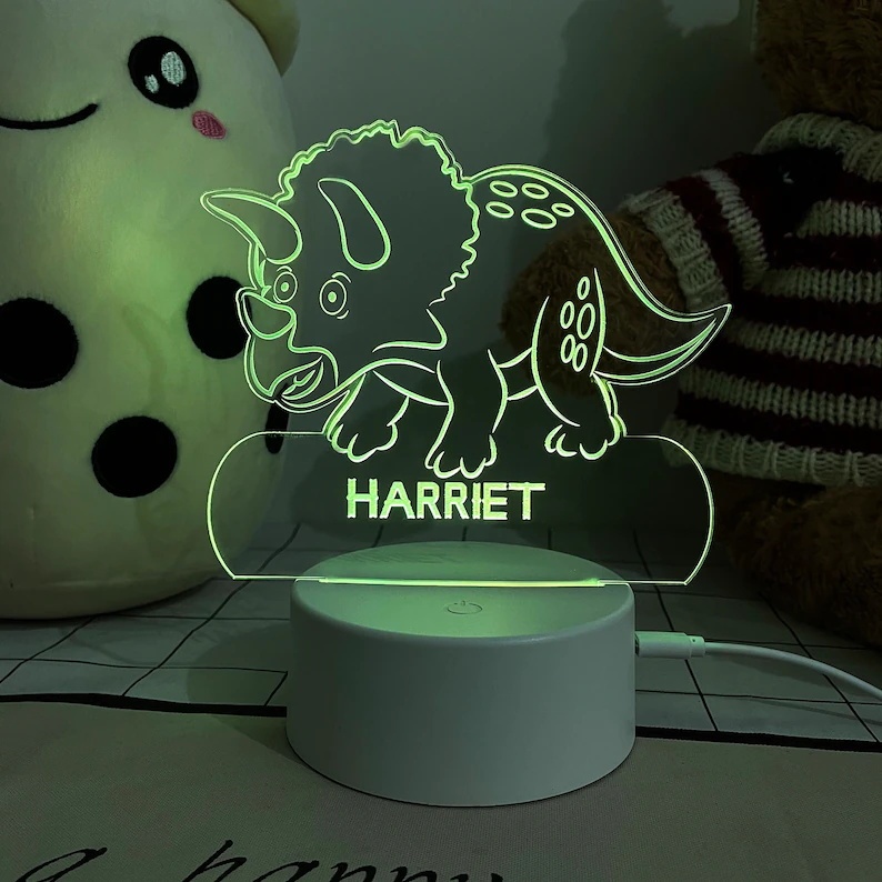 Personalised Rhino Home Decoration Lamp With Custom Name Night Light Kid's Bedroom Decor Children's LED Light-Jessemade AU