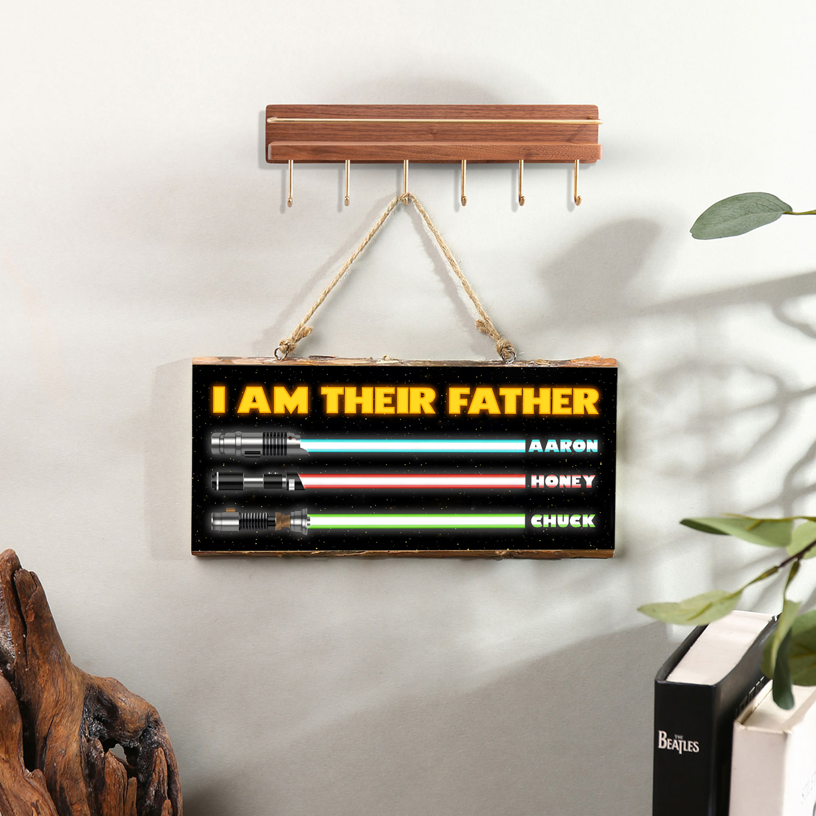 3 Names - Personalised Rectangle Hanging Ornament "I Am Their Father" Wooden Sign Home Decor Gifts for Dad-Jessemade AU