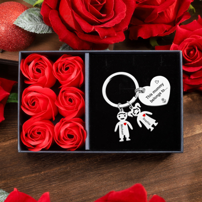 Personalised Heart Keychain With Engraved 2 Kid's Names Charms "This Mummy Belongs to" For Her Mother's Day Gifts for Mum -Jessemade AU
