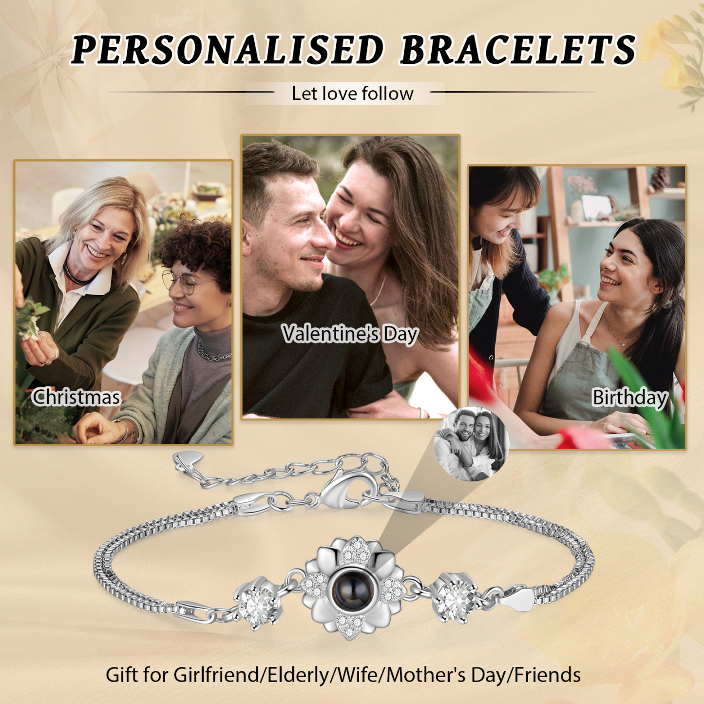 Personalised Projection Bracelet Custom Photo Bracelet Adjustable Bracelet Creative Gift for Her-Jessemade AU