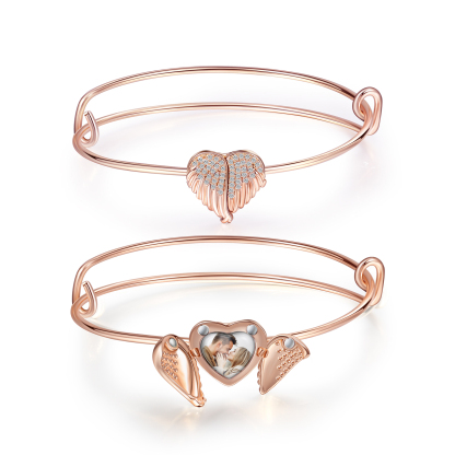 Personalised Heart Wings Photo Locket Bracelet Custom Photo Bracelet Gifts For Her-Jessemade AU