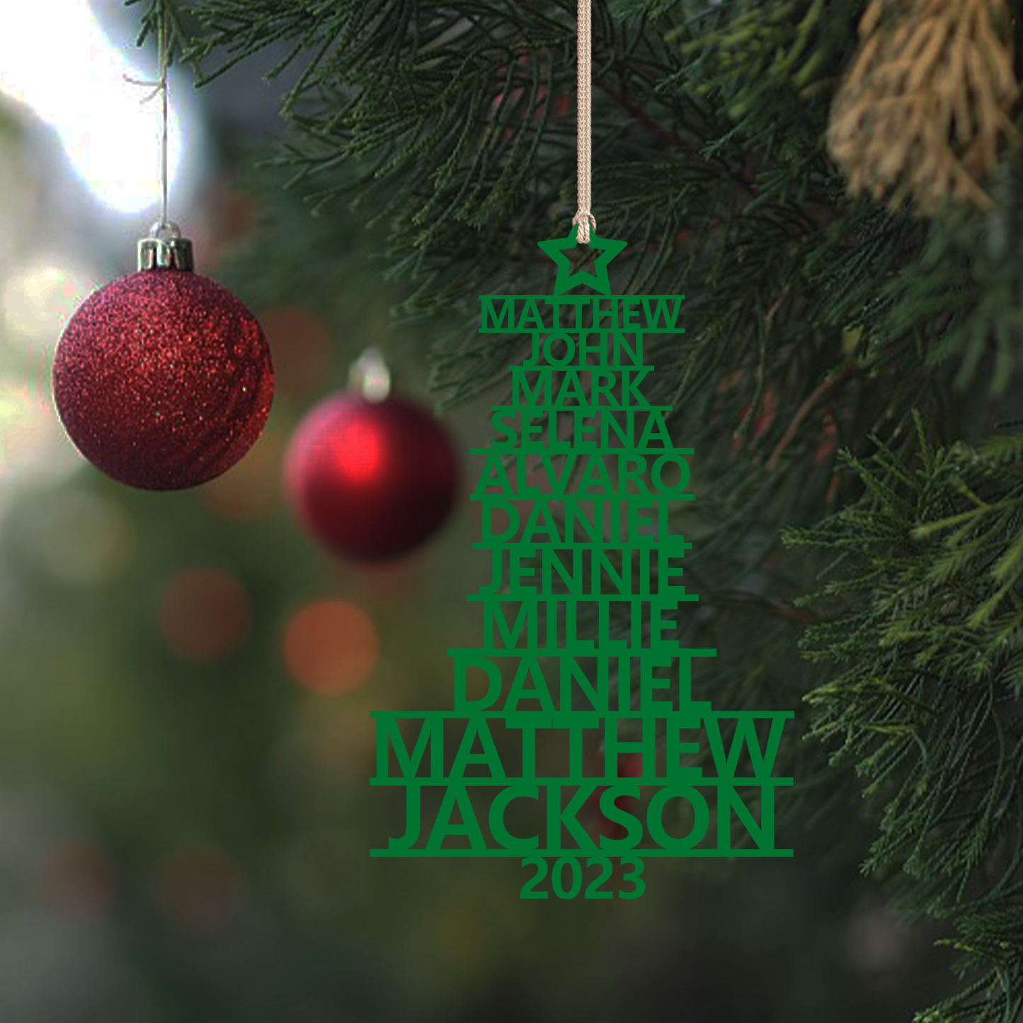 11 Names - Personalised Christmas Tree Ornaments Customised Name Xmas Wooden Decor Gifts for Family Friends-Jessemade AU