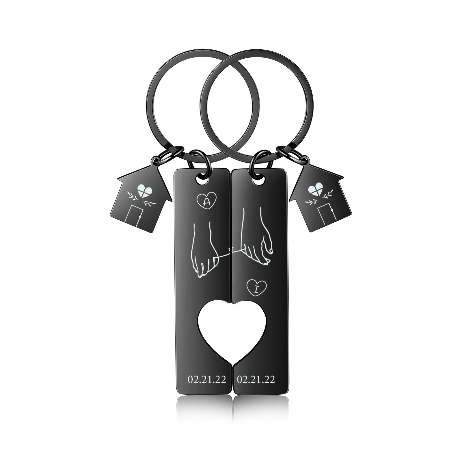 Personalised Couple Keychain Custom 2 Letters & Dates Metal Keyring Matching Keychains Valentine's Day Gifts-Jessemade AU