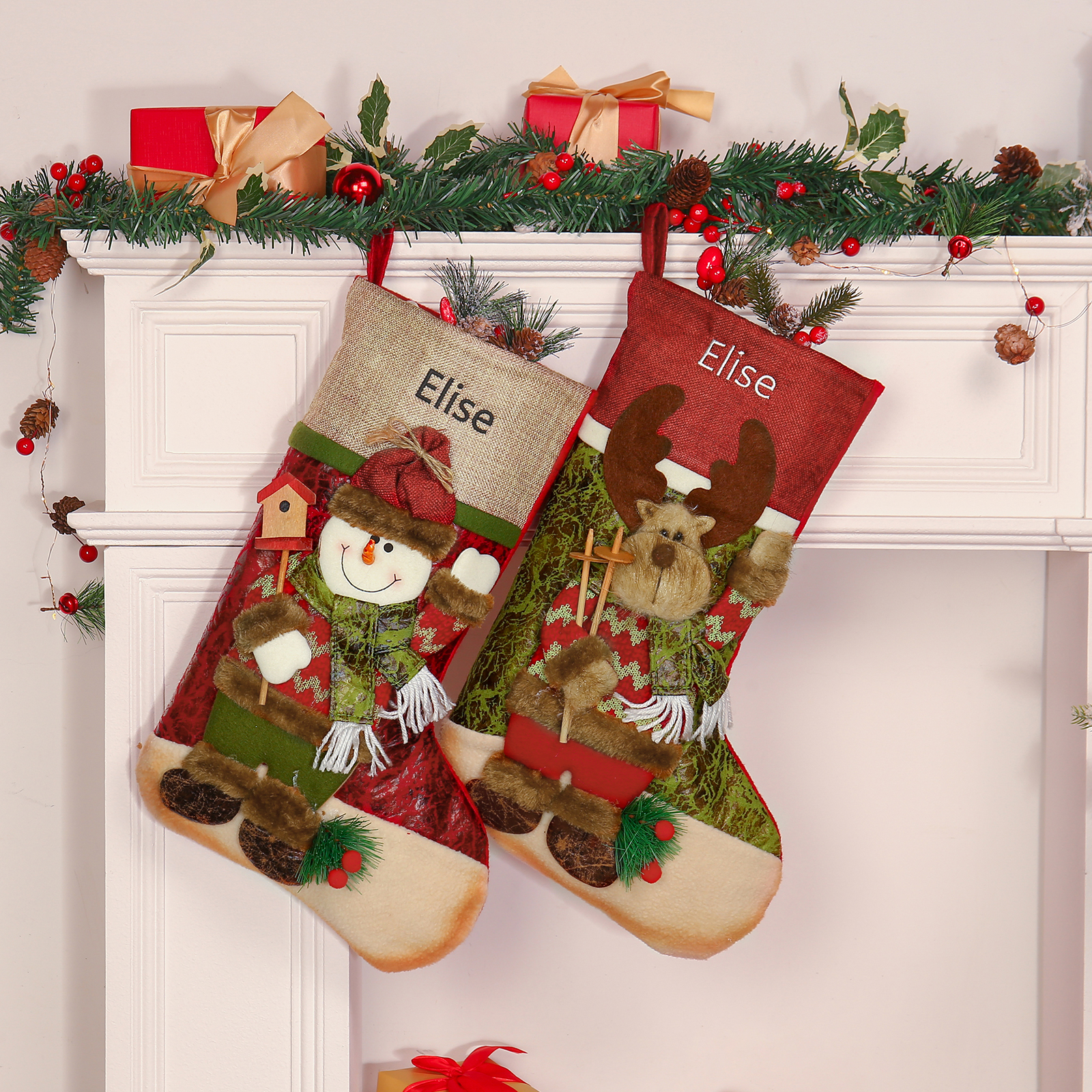 Christmas Stockings Ornaments Customised 1 Name Christmas Sock Personalised Gifts for Family Friends-Jessemade AU