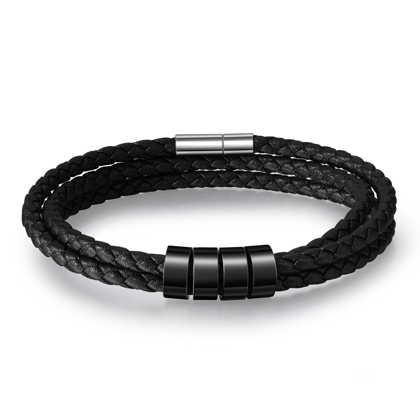 Father's Day Gift Men Braided Leather Bracelets with 4 Beads Bracelet Gifts for Him-Jessemade AU