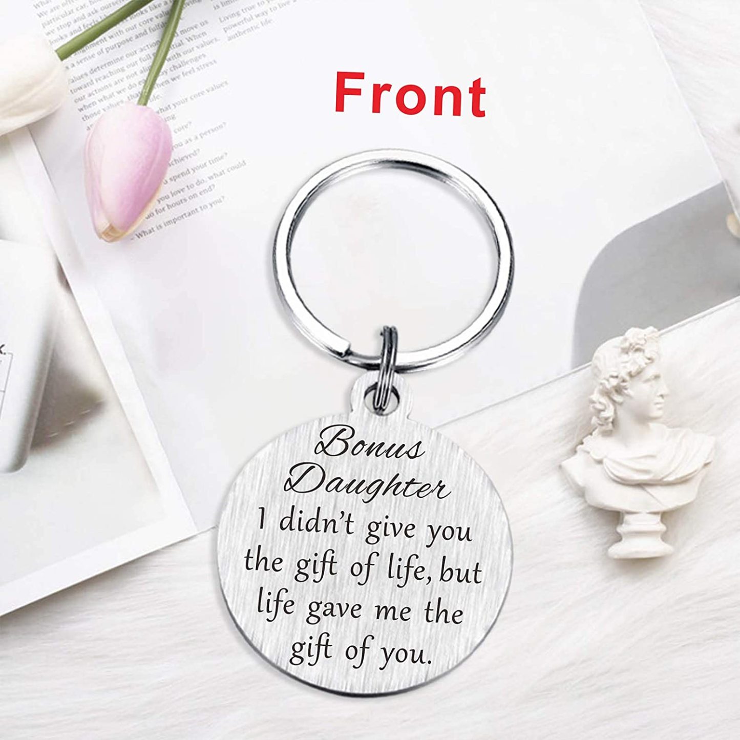 To My Bonus Daughter, Life gave me the gift of you Keychain Heart-warming Gifts for Daughter-Jessemade AU