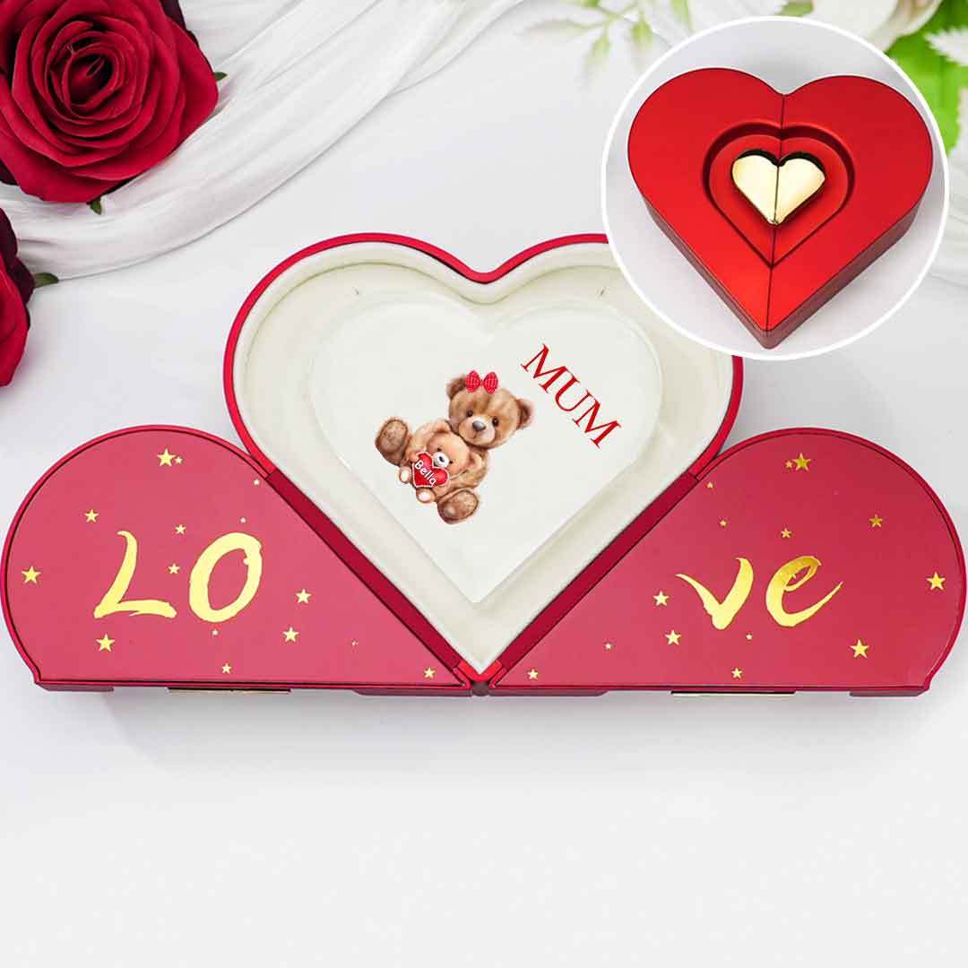 1 Name - Personalised Acrylic Heart Keepsake Custom Text Teddy Bear Ornaments Gifts for Grandma/Mother-Jessemade AU