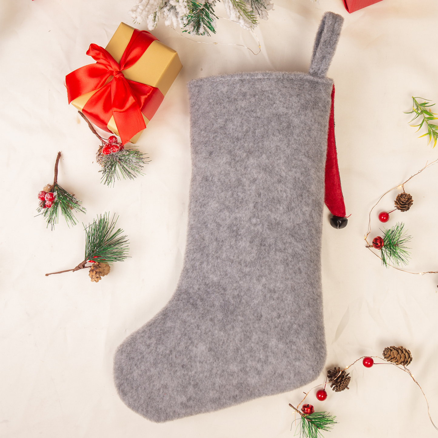 Custom 1 Name Christmas Stocking Ornaments Gray Christmas socks Personalised Christmas Gifts for Family Friends-Jessemade AU