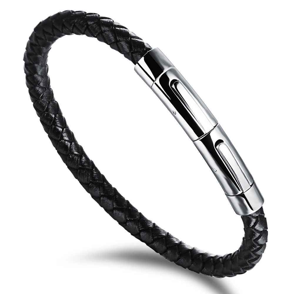 Men's Bracelets & Bangles Leather Black Braided Rope  Gift for Dad-Jessemade AU