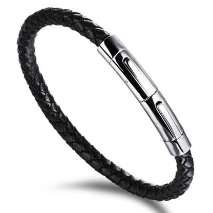 Men's Bracelets & Bangles Leather Black Braided Rope  Gift for Dad-Jessemade AU