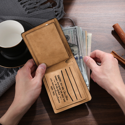 Best Dad Ever - Custom 3 Names & 1 Text Billfold Wallet Personalised Fist Bump Men's Leather Wallet