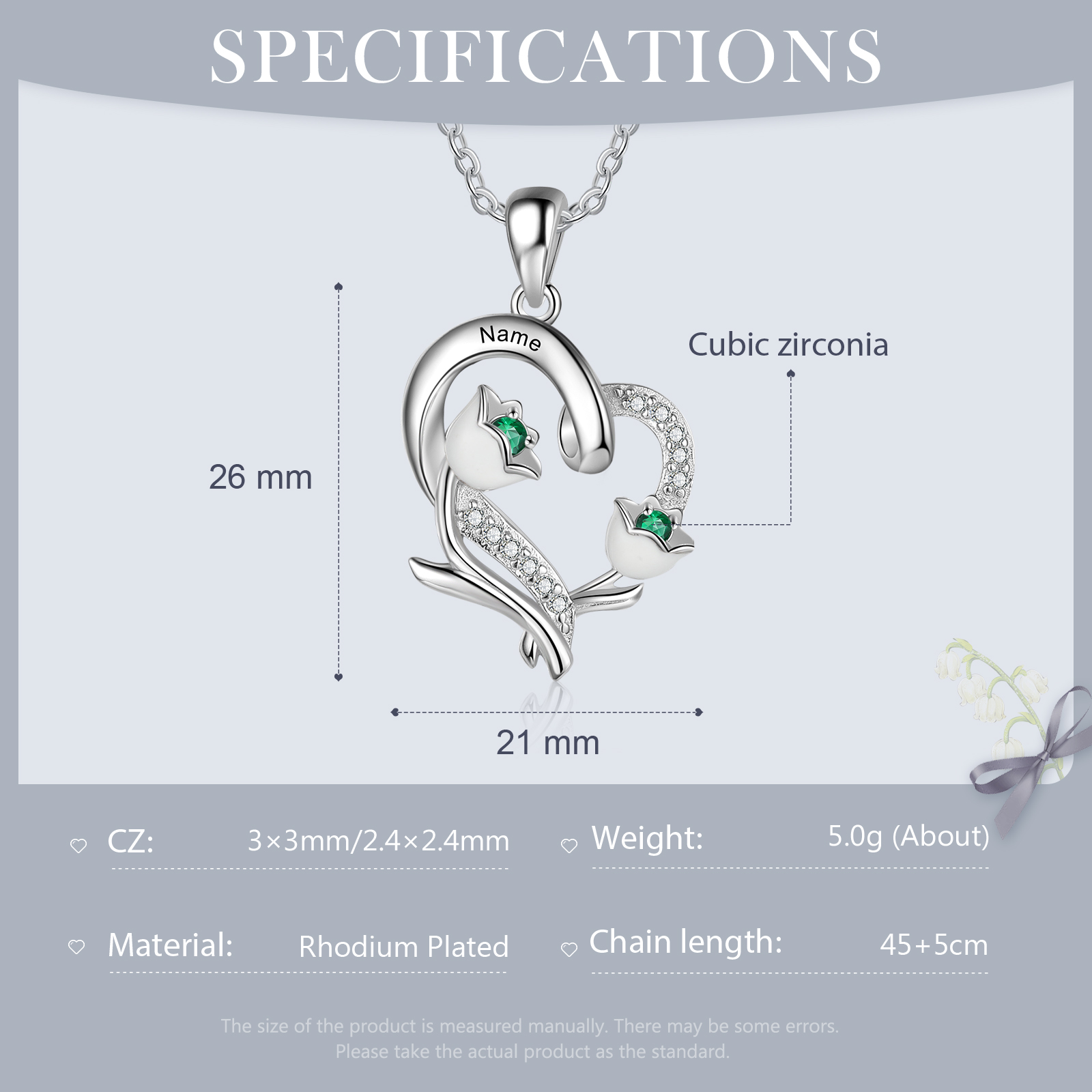 Personalised May Birthflower Necklace With Birthstones Custom 1 Name Necklace For Her-Jessemade AU