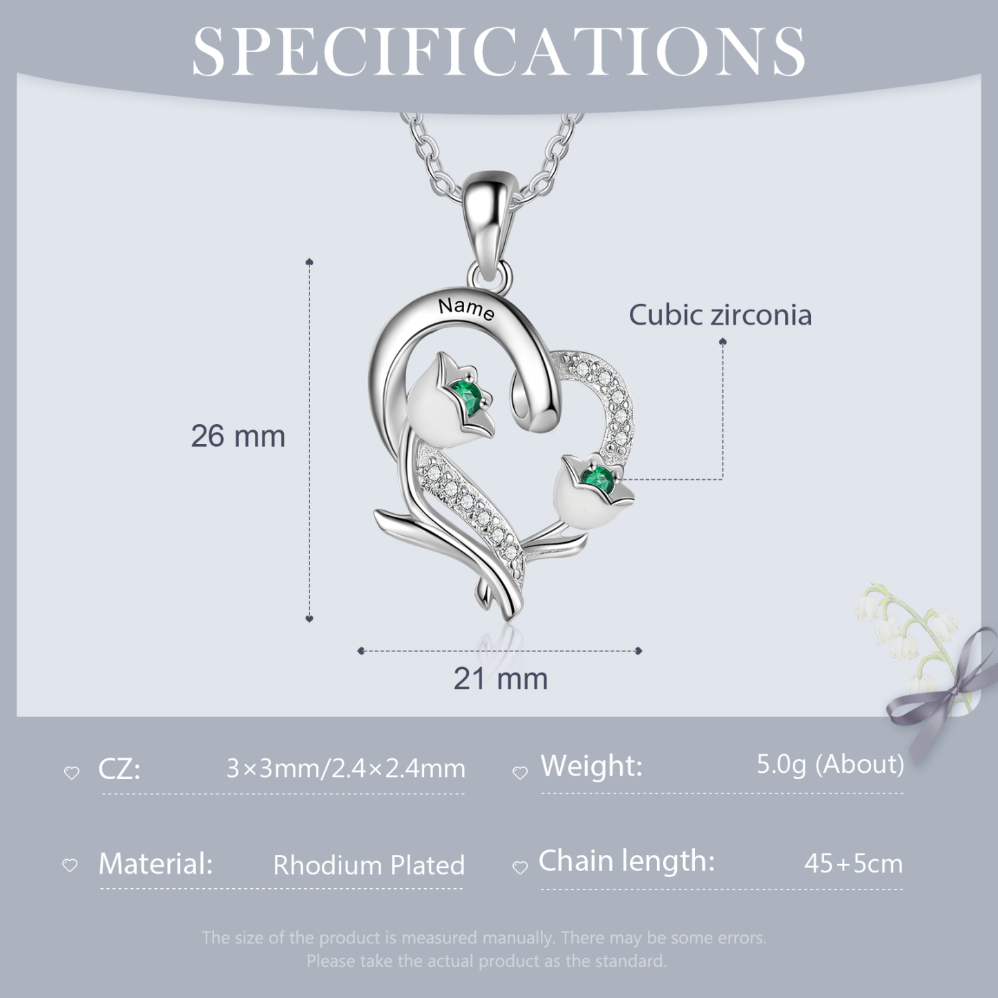 Personalised May Birthflower Necklace With Birthstones Custom 1 Name Necklace For Her-Jessemade AU