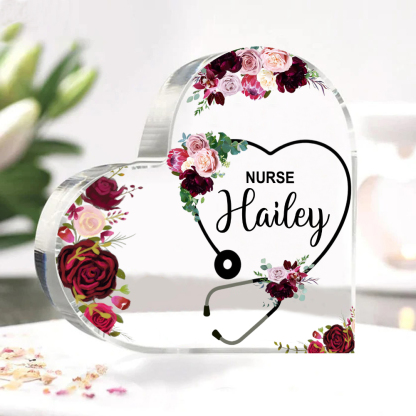 Personalised Acrylic Heart Keepsake, Custom Name Stethoscope Ornaments Gifts for Nurse-Jessemade AU