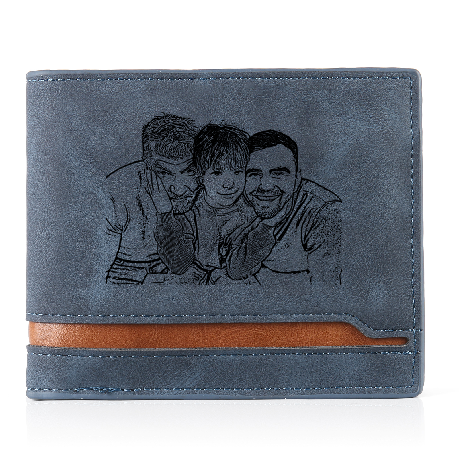 7 Names - Personalised Men Leather Wallet Custom Photo & Name & Text Folding Wallet Fist Bump Wallet Gift for Dad-Jessemade AU