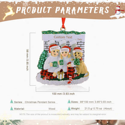 3 Names - Personalised Christmas Ornaments Customised Text & Date Xmas Wooden Decor Gifts for Family Friends-Jessemade AU