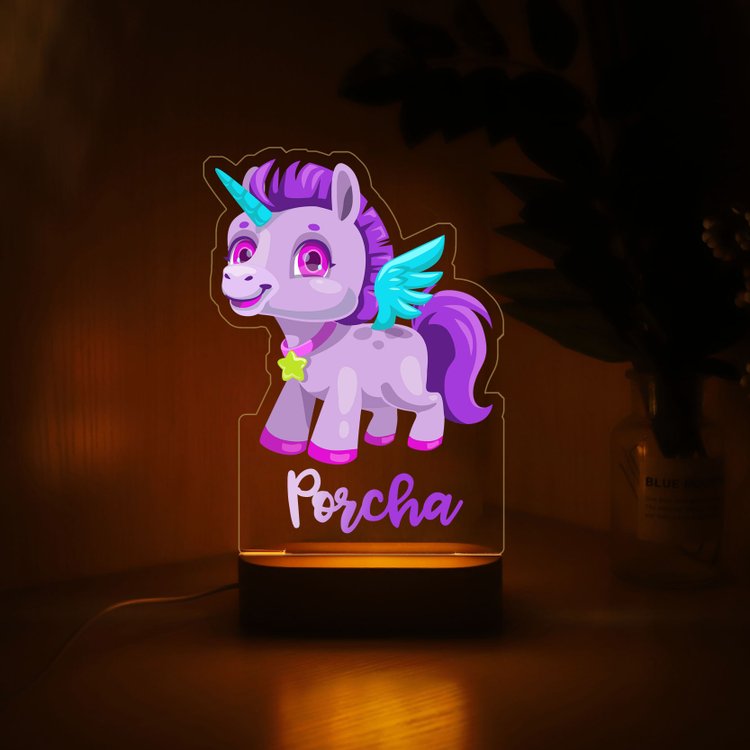 Personalised Unicorn Night Light Custom Name LED Lamp for Kid-Jessemade AU