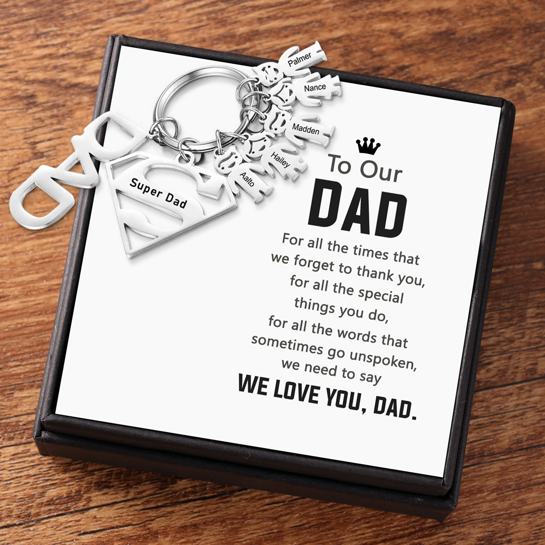 Father's Day Gift Custom 6 Kids Charms Keychain with Superman Sign-Jessemade AU