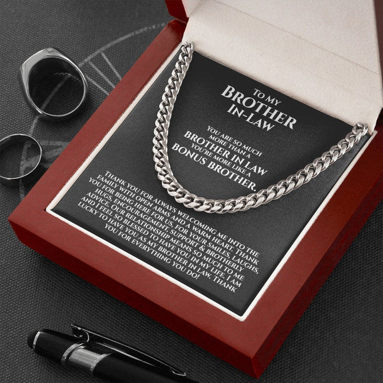 To My Brother-In-Law Necklace Cuban Link Chain Necklace Gift Set - You're More Like A Bonus Brother-Jessemade AU