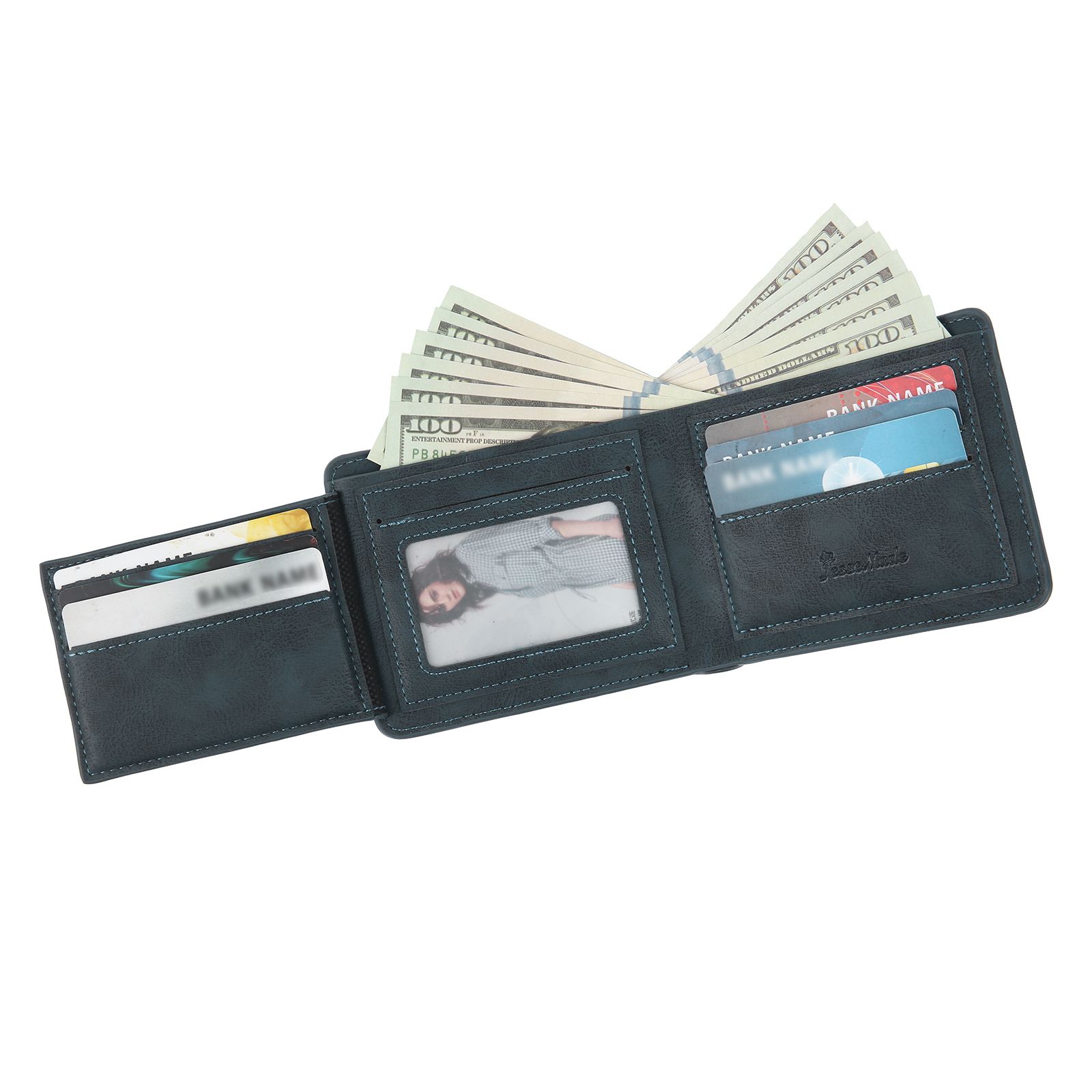 Personalised Monogram Leather Wallet Custom Photo & Name & Letter Wallet Father's Day Gift for Men-Jessemade AU