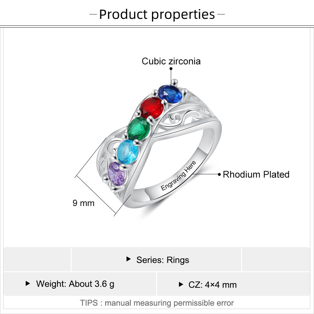 Personalised Mother Ring with 5 Birthstones Ring Gifts for Her-Jessemade AU