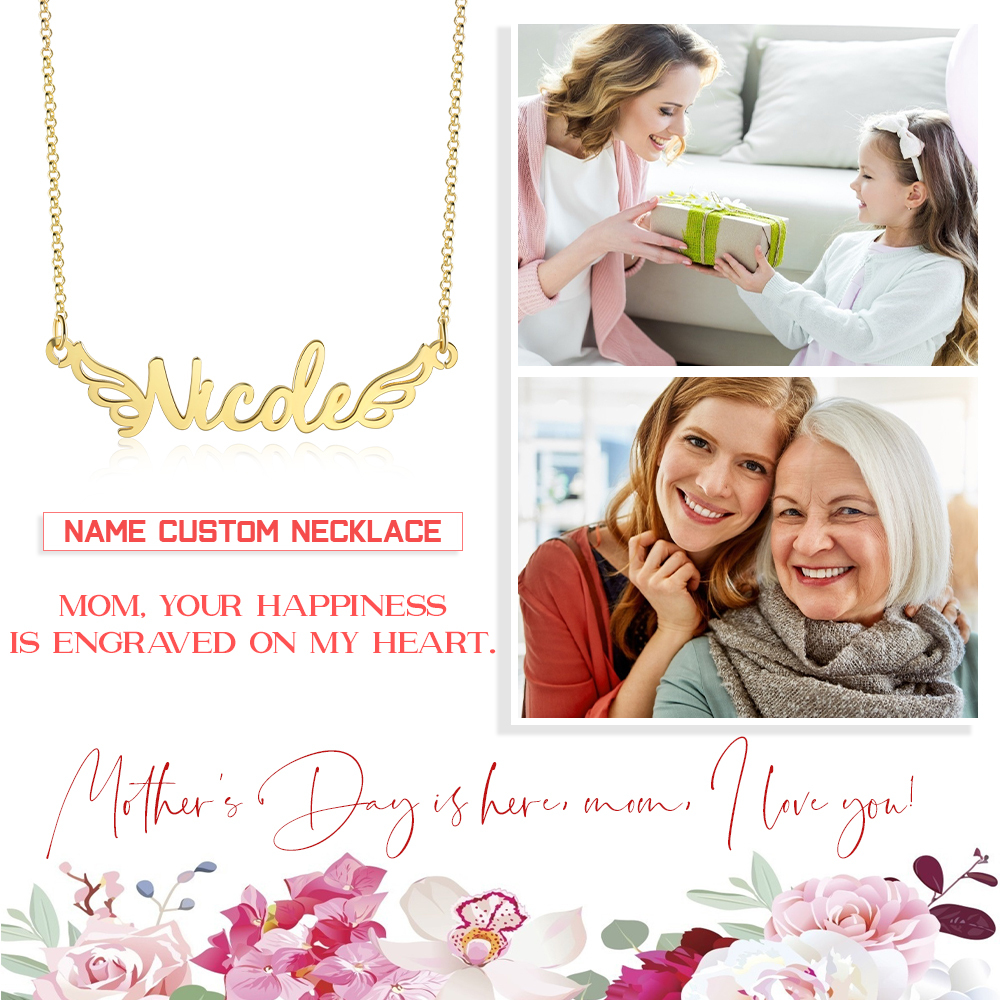 Personalised Wings Necklace Custom 1 Name Necklace Gift For Women-Jessemade AU