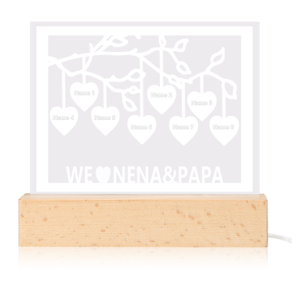 Personalised Family Tree Night Light LED Sign Engraved 8 Names Plaque USB Power Lamp-Jessemade AU