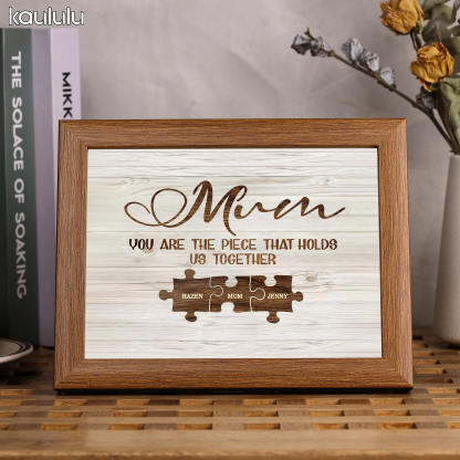 Personalised Mum Puzzle Picture Frame With Light Custom 3 Names Decor Gifts For Mother - You are the piece that holds us together-Jessemade AU