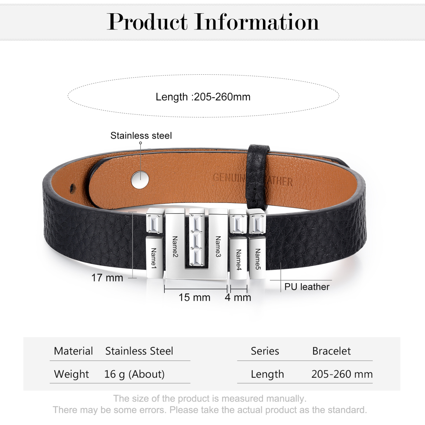 Mother's Day Gifts Personalised Leather Bracelet With 5 Names Gifts For Women-Jessemade AU