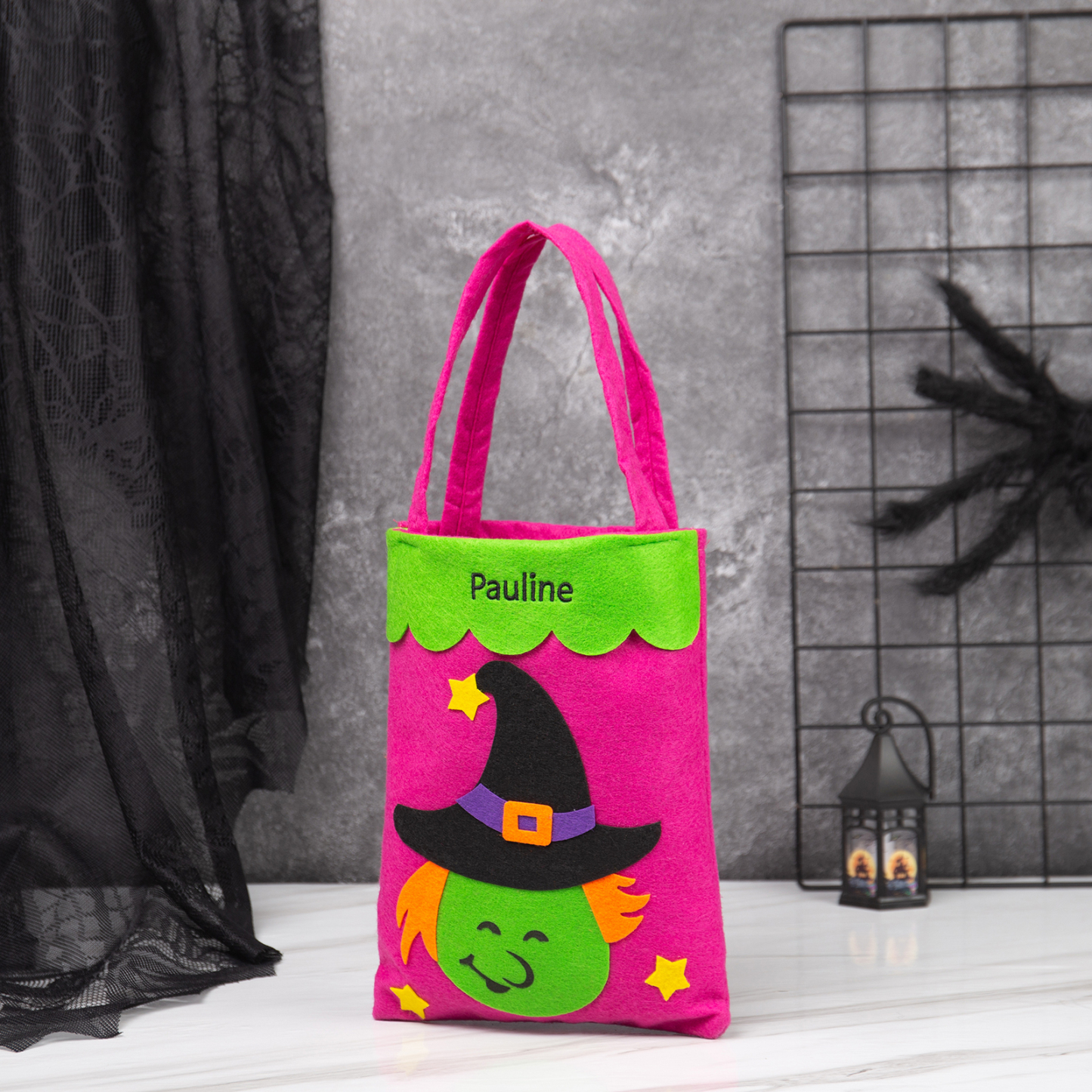 Personalised Halloween Tote Bags Custom 1 Name Tote Bag Halloween Candy Bag for Kids-Jessemade AU