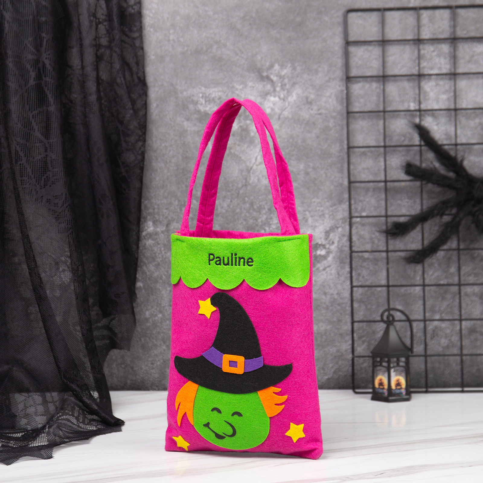 Personalised Halloween Tote Bags Custom 1 Name Tote Bag Halloween Candy Bag for Kids-Jessemade AU