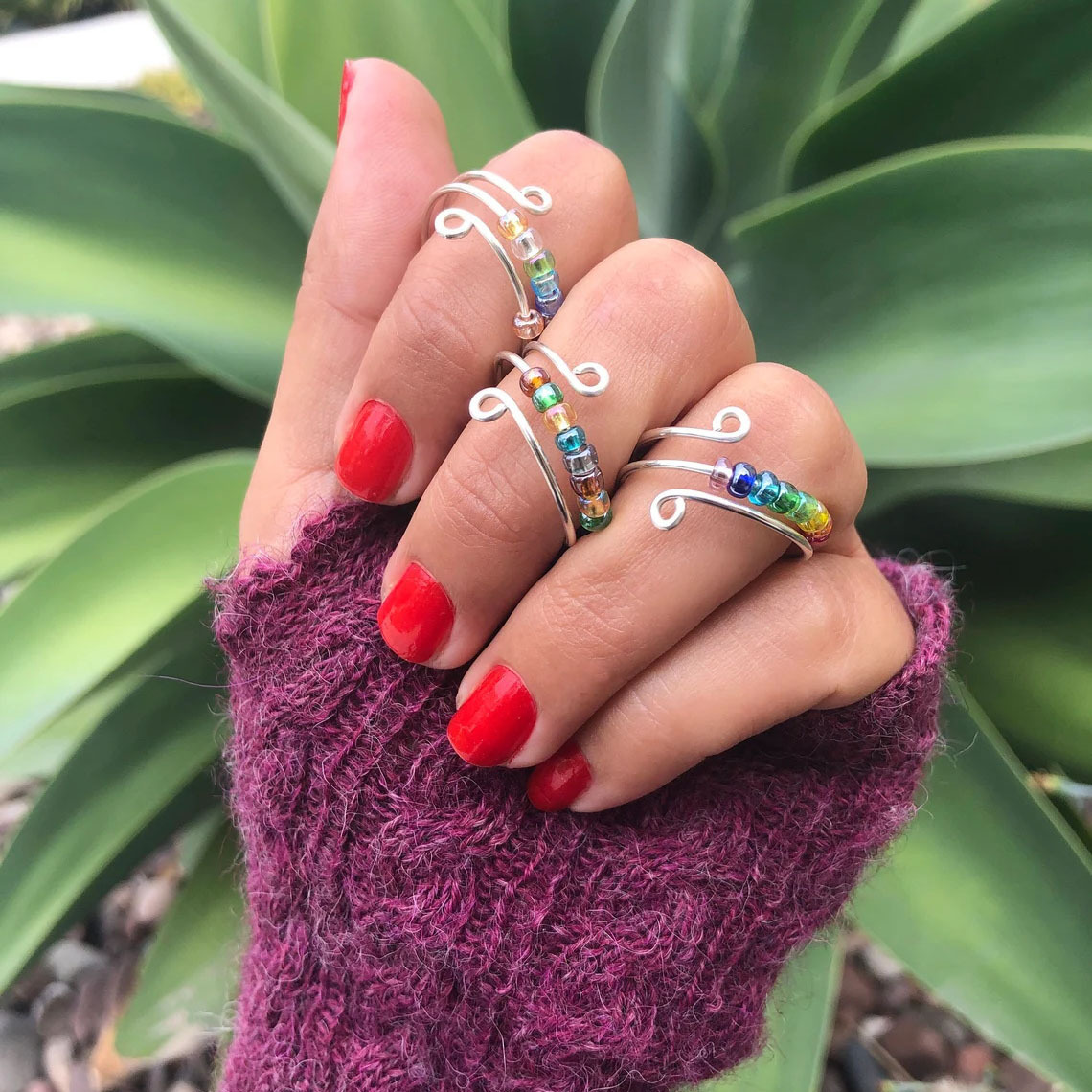 To My Daughter - Drive Away Your Anxiety Layer Coloured Beads Fidget Ring Gifts For Daughter-Jessemade AU