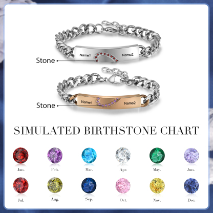 Personalised Cuban Chain Couple Bracelets Custom Names Two Soul One Heart Matching Bracelet Love Gifts-Jessemade AU